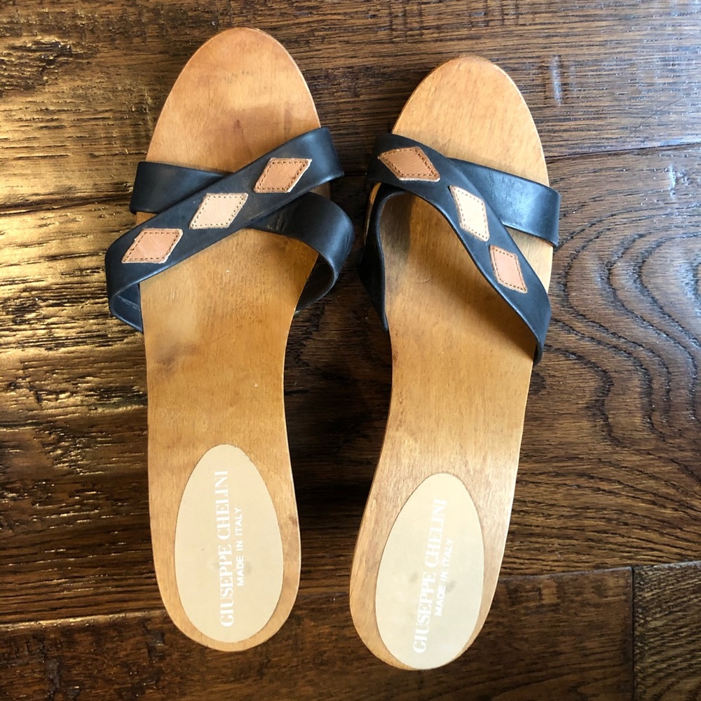 Vintage Italian Wooden Heel Sandals/Clogs